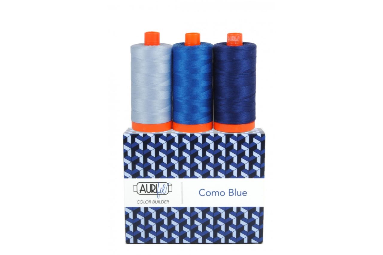 Como Blue Aurifil Thread Set of 3 Spools