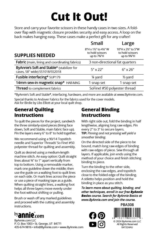 Instructions for cutting out and assembling fabric pieces with Byerlyne branding.