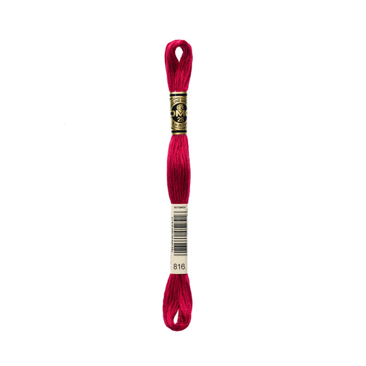 DMC 816, Garnet, Six Stand Embroidery Floss
