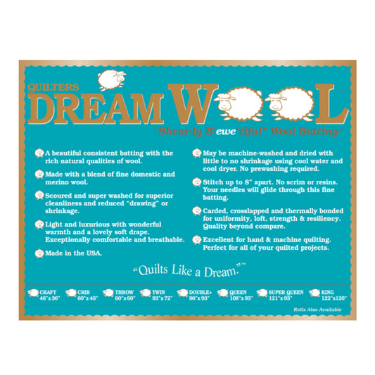 Quilters Dream Wool Batting, All Sizes