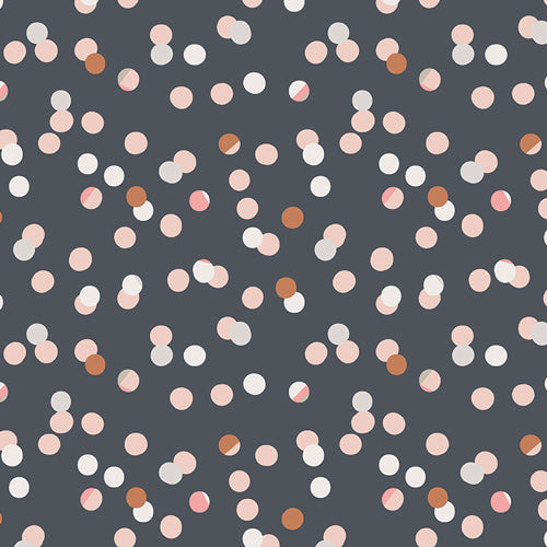 Pattern of colorful dots on a dark gray background