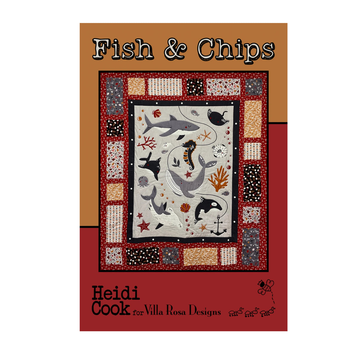 Fish & Chips Postcard Pattern designed by Heidi Cook for Villa Rosa Designs
