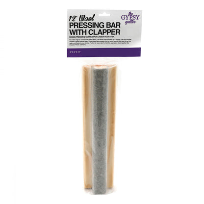 12 inch Wool Pressing Bar with Clapper by Gypsy Quilter in package