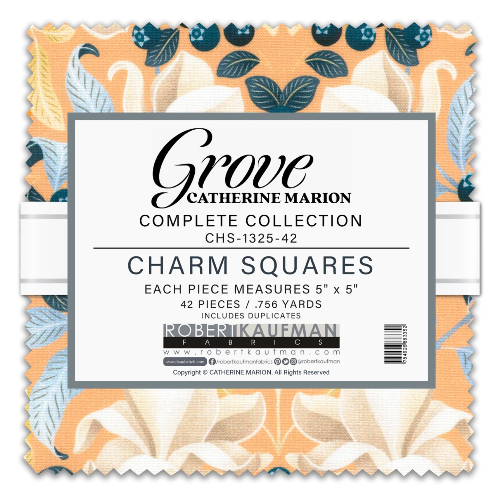 Pack of Grove Catherine Marion charm squares with floral design