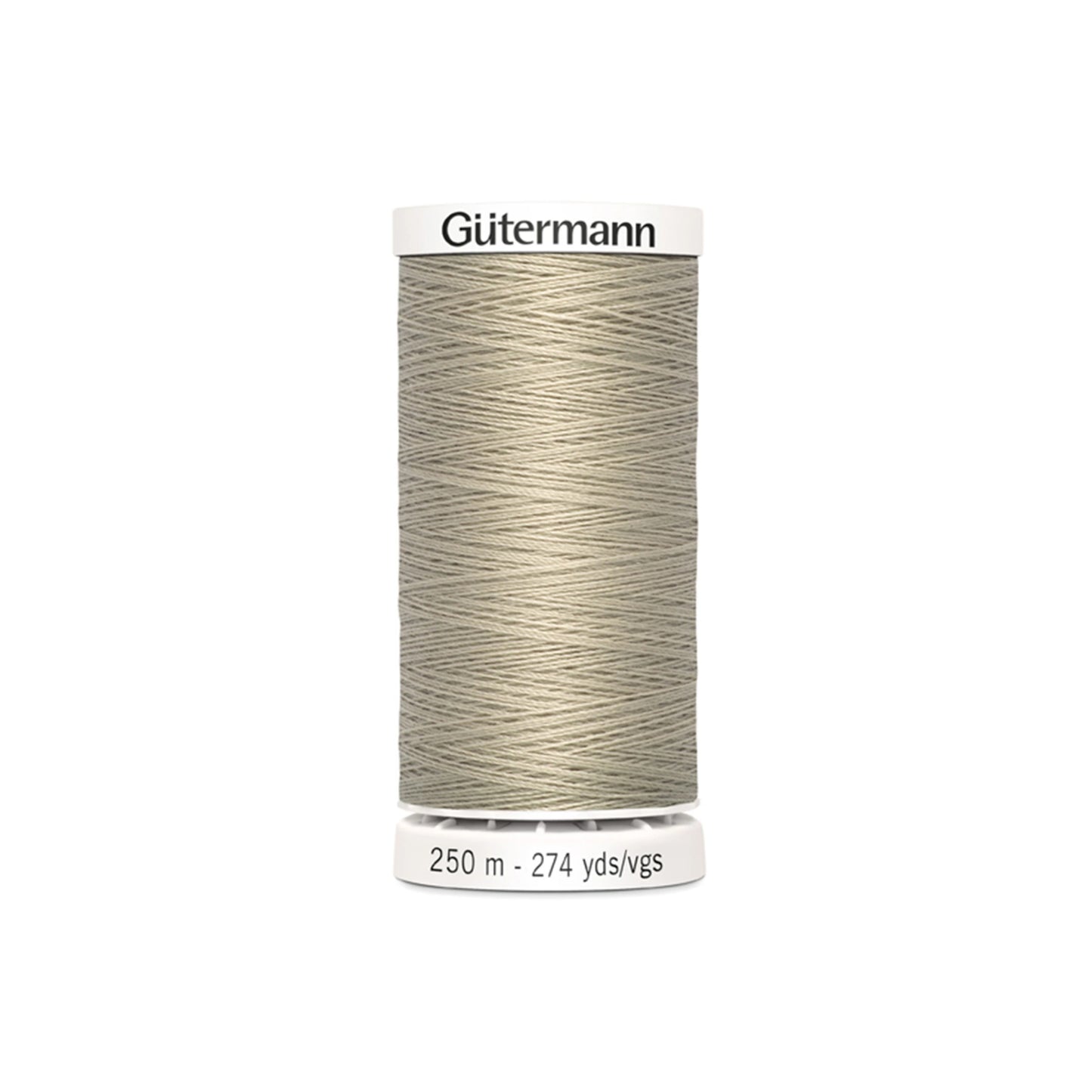 Spool of Gutermann thread on a white background