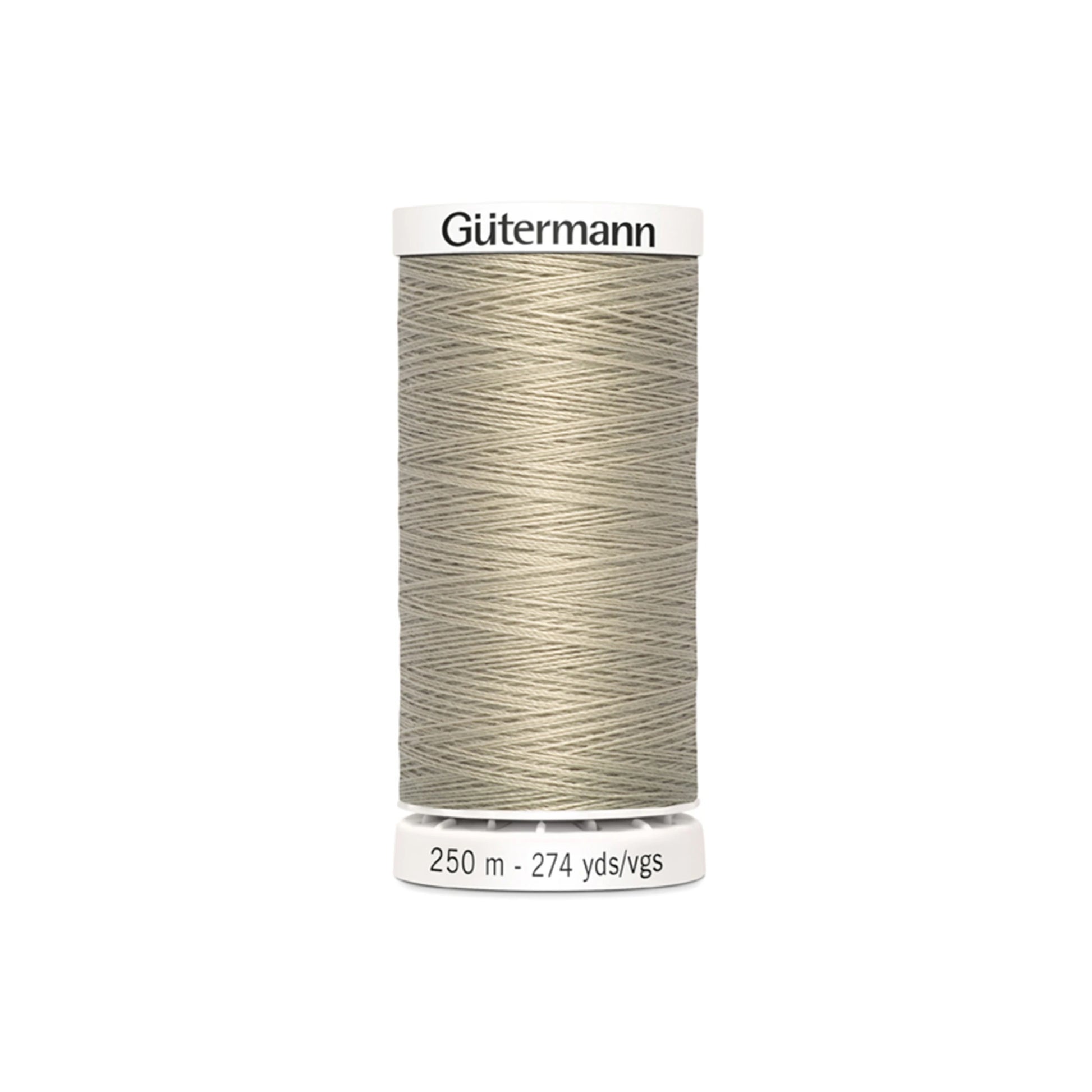 Spool of Gutermann thread on a white background