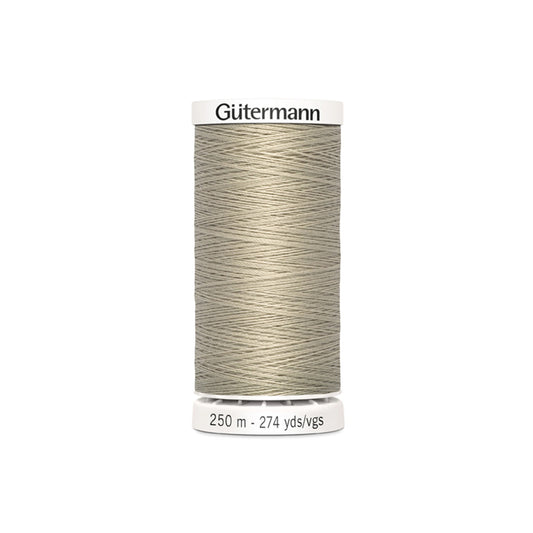 Spool of Gutermann thread on a white background