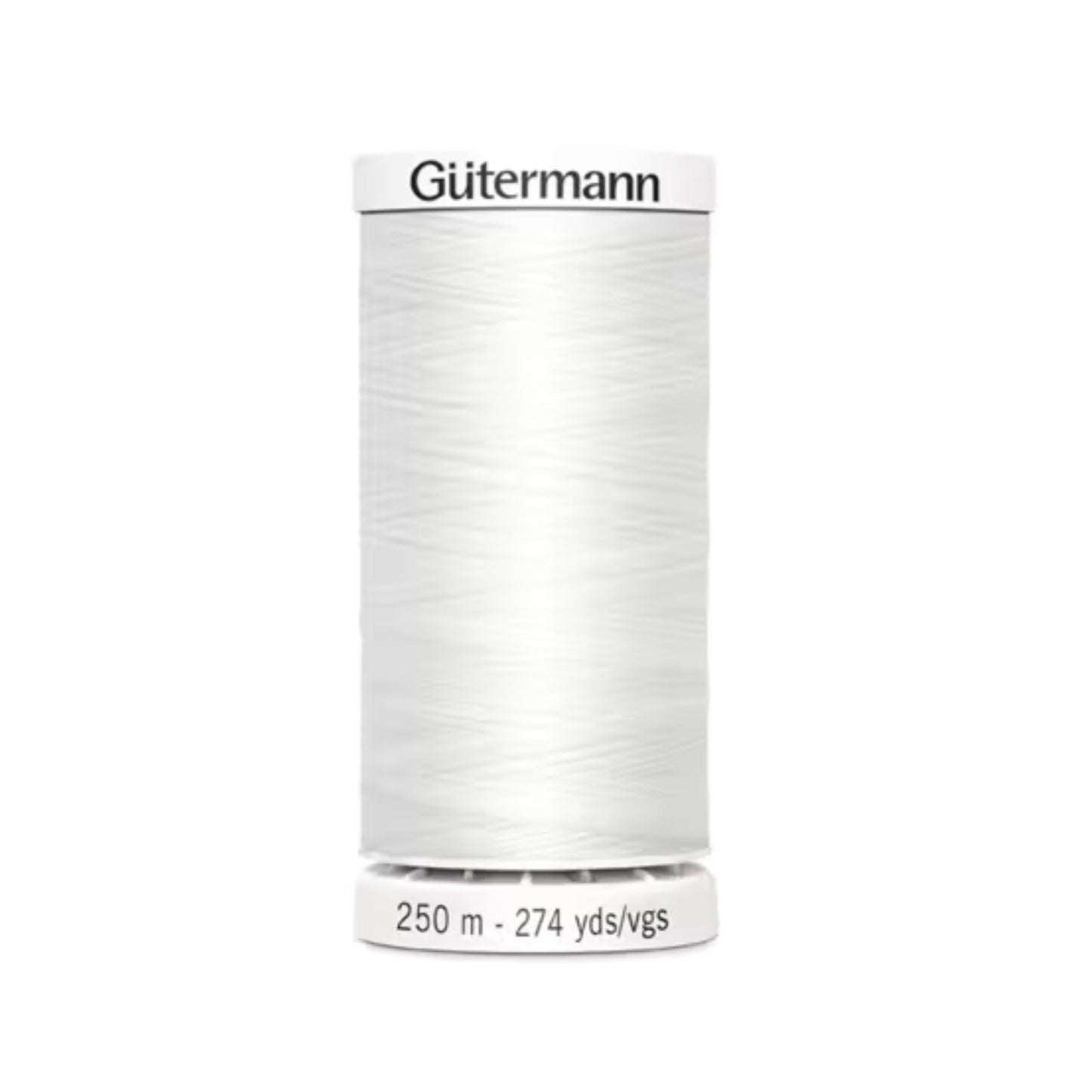 Spool of Gutermann thread on a white background