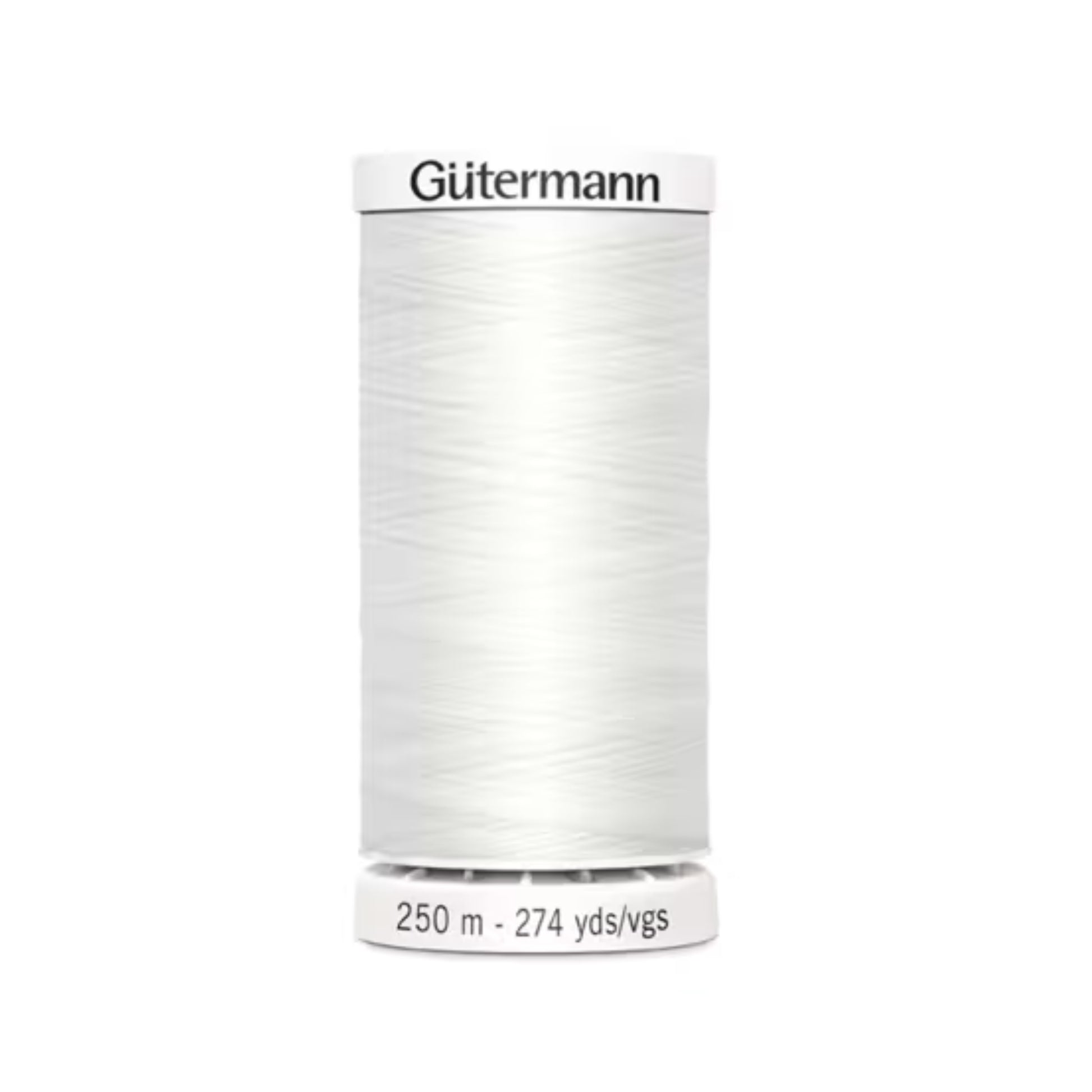 Spool of Gutermann thread on a white background