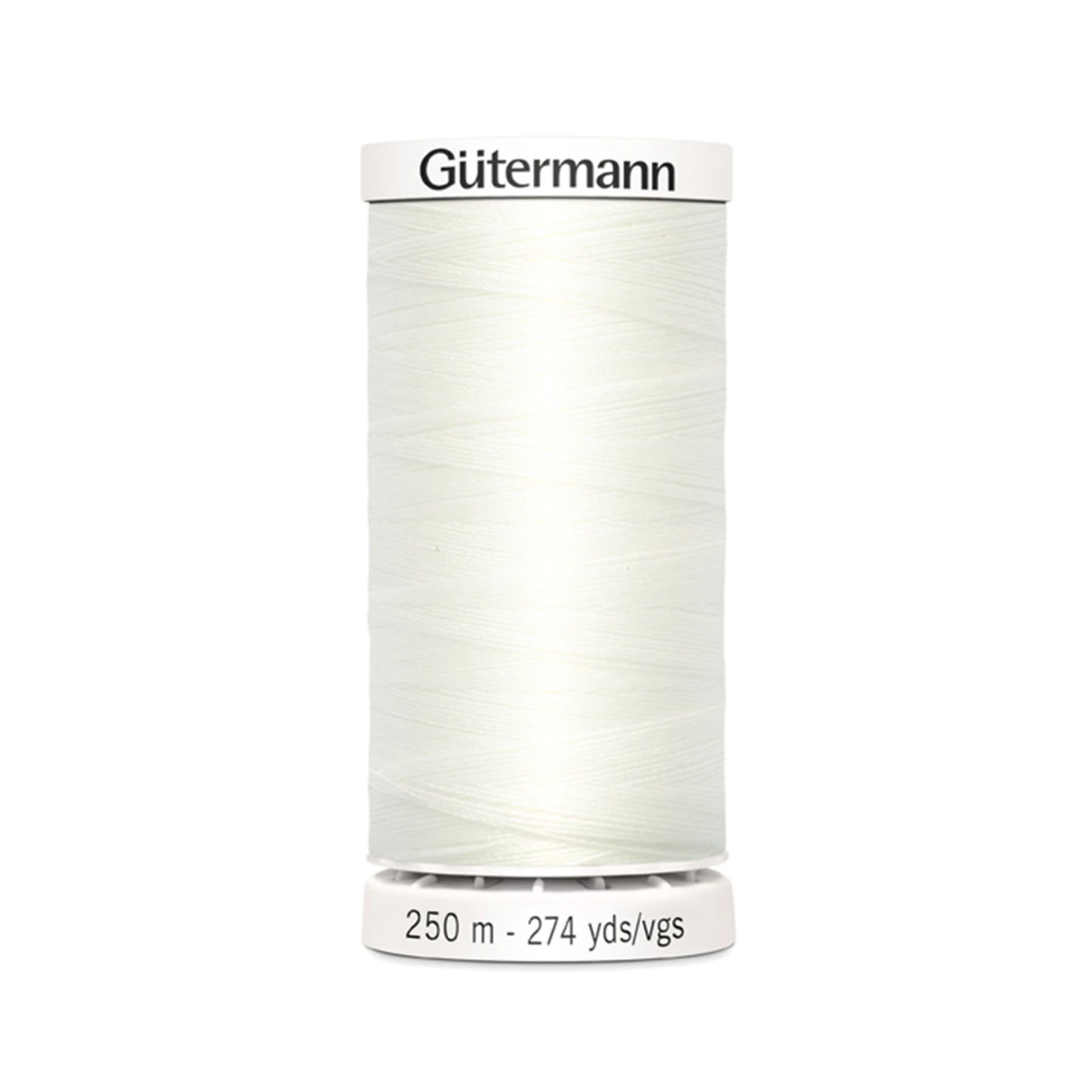 Spool of Gutermann thread on a white background