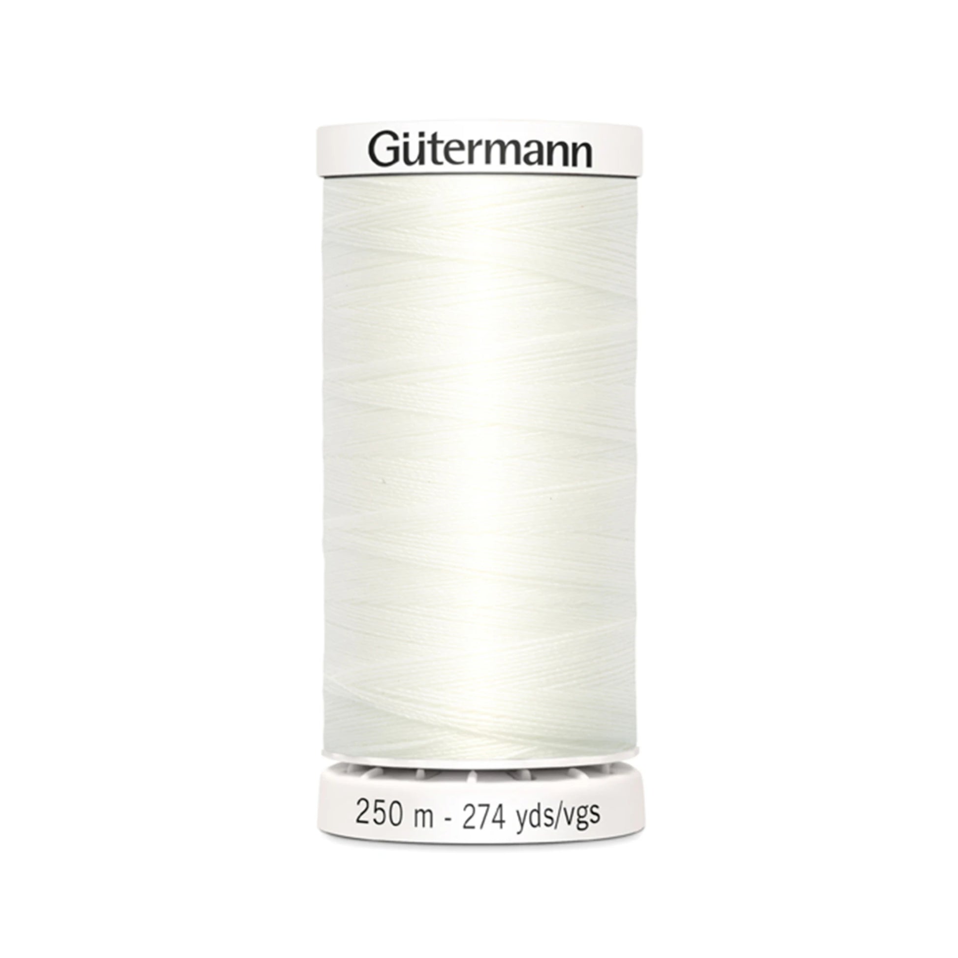 Spool of Gutermann thread on a white background