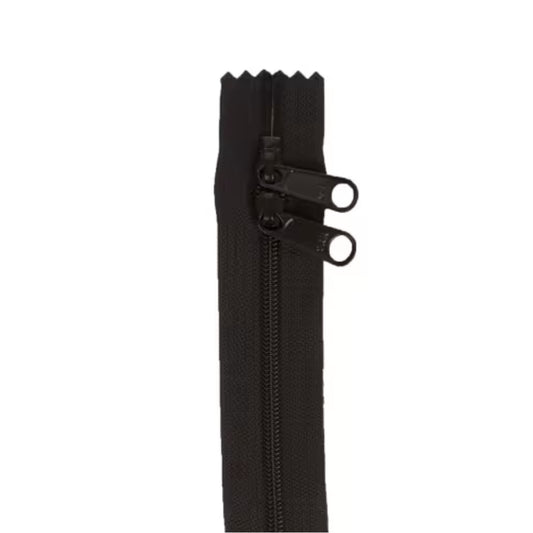 Black zipper on a white background