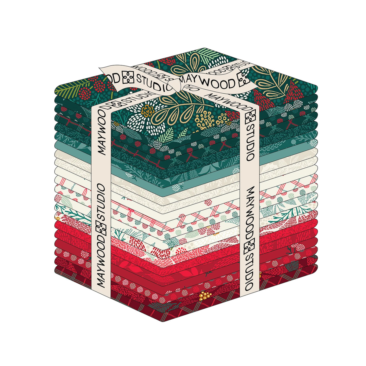 Collection of Holiday Fabrics cut in Fat Quarters and bundled together