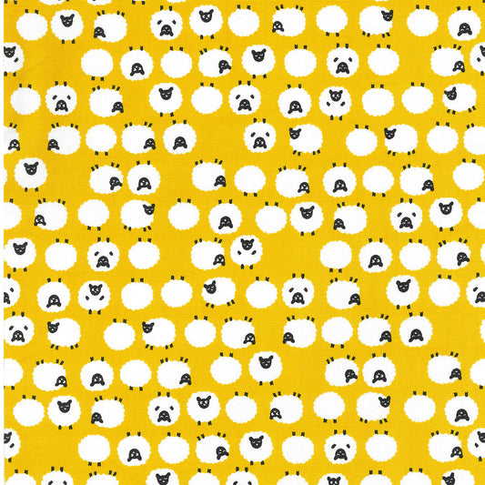 Pattern of sheep on a yellow background