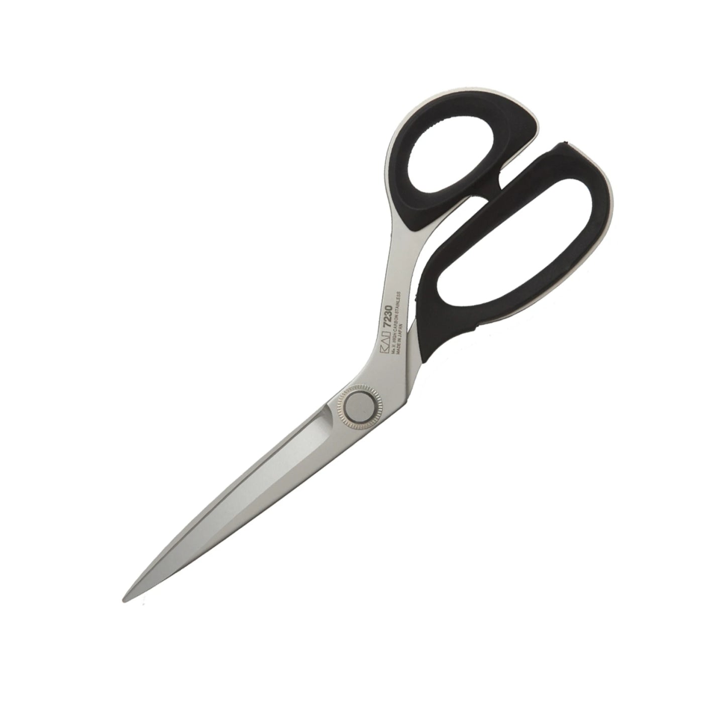 Pair of scissors with black handles on a white background