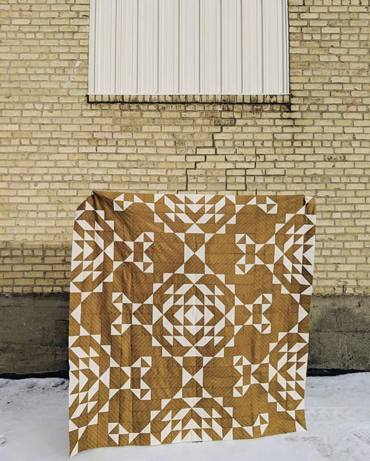Vintage Lace Quilt in Brown and White