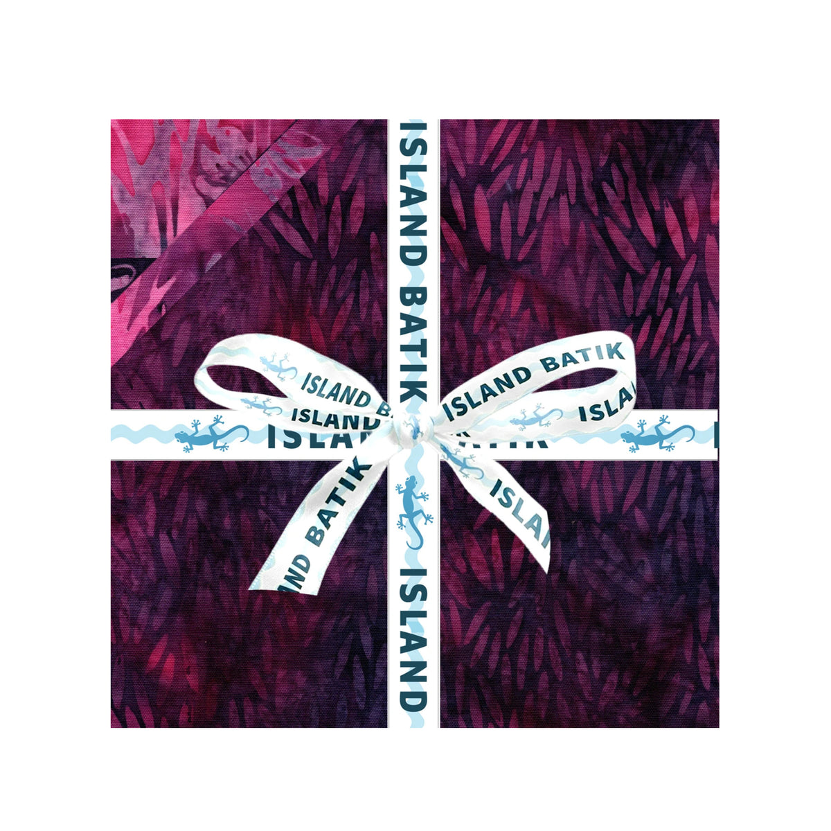 Lily Pad Lane 5 inch stacker of purple and pink batik fabrics