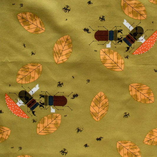 Beetle Battle Poplin from the Charley Harper Collection by Birch Organic Fabrics