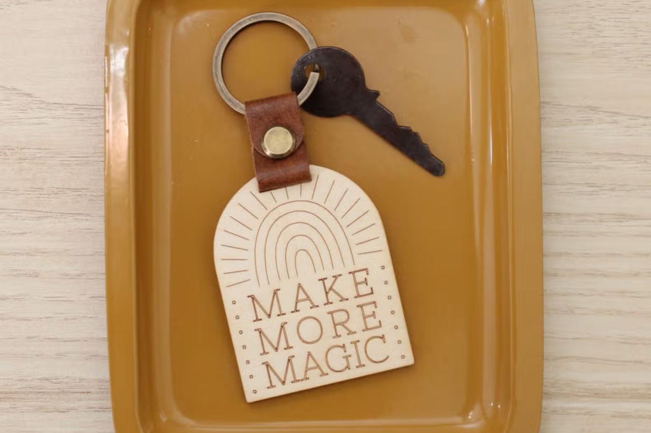 Make More Magic Wooden Engraved Keychain by oh, little wren