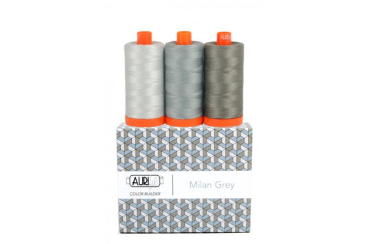 Milan Grey Aurifil Thread Set of 3 spools