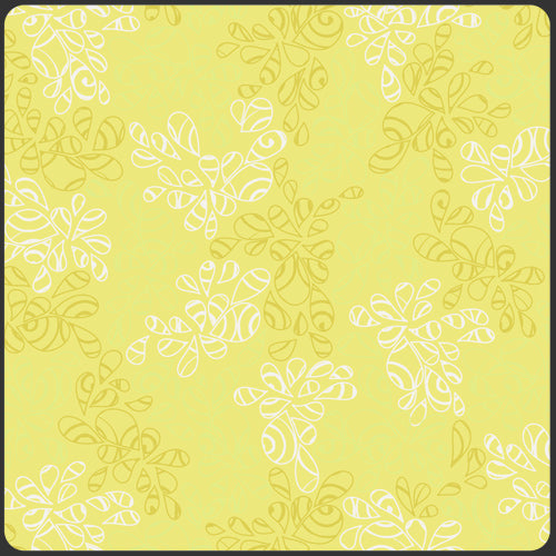 White floral patterns on a yellow background