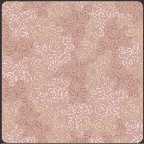 Patterned design with floral elements on a pink background