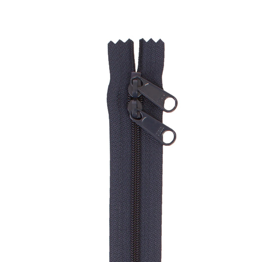 Navy zipper on a white background