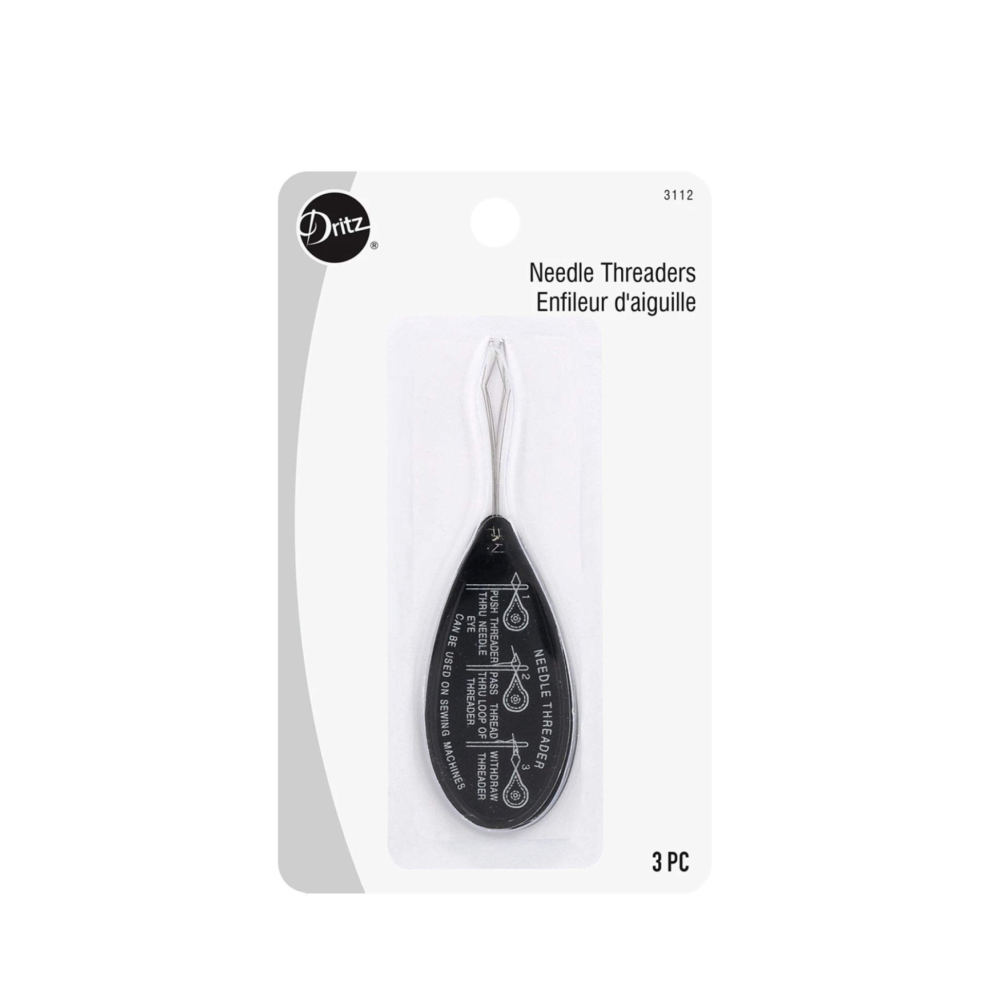 Packaged needle threader with Dritz branding on a white background