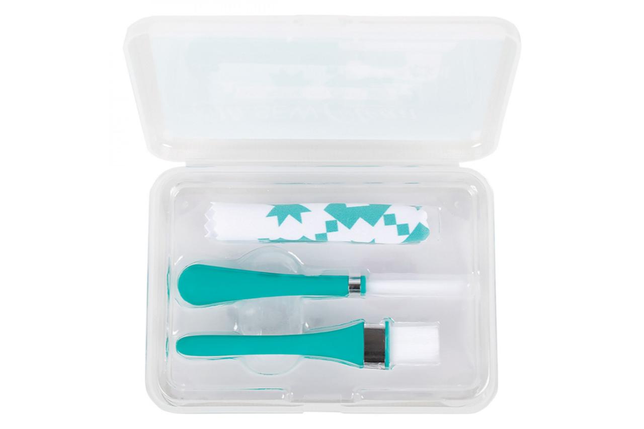 Inside Case of Oh Sew Clean Brush and Cloth Set