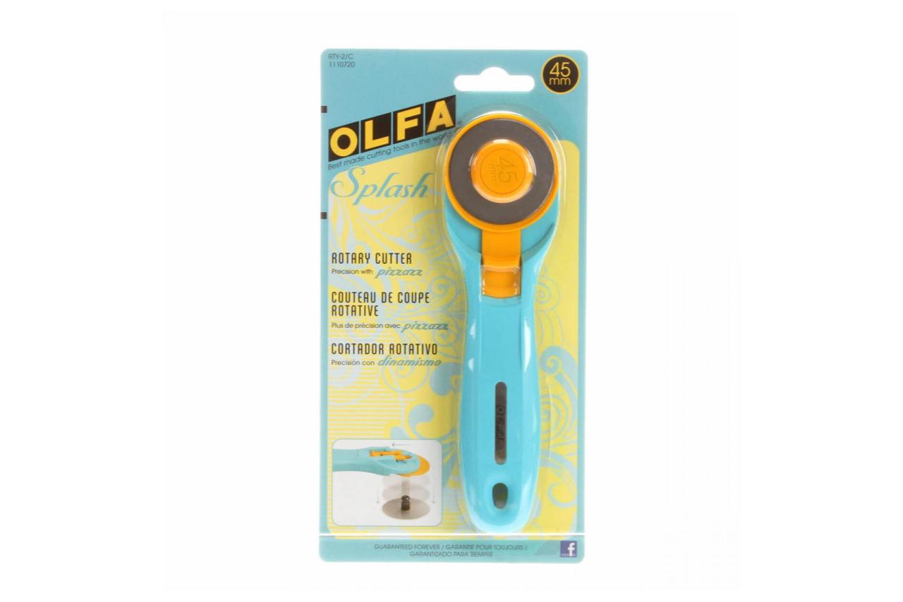Olfa Splash 45mm Rotary Cutter in Aqua in package