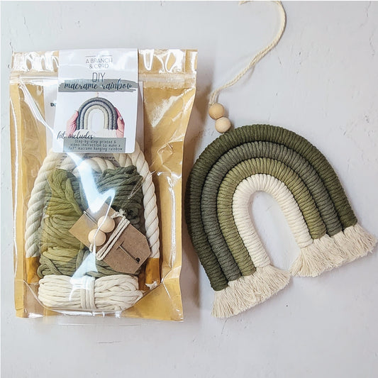 DIY Rainbow Wall Hanging Kit in Olive from A Branch and Cord