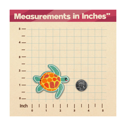Turtle sticker with measurement scale on a grid background