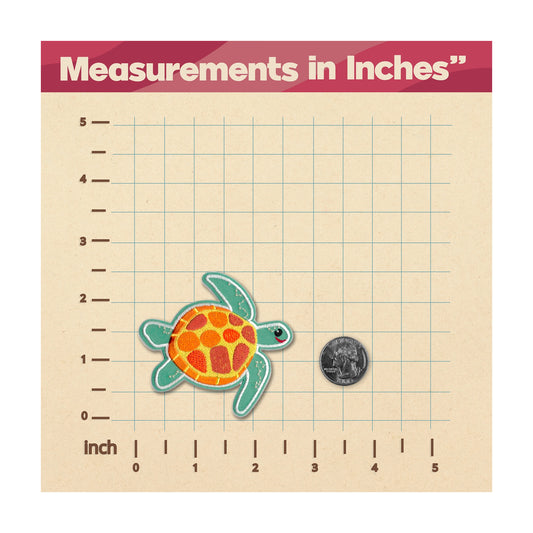 Turtle sticker with measurement scale on a grid background