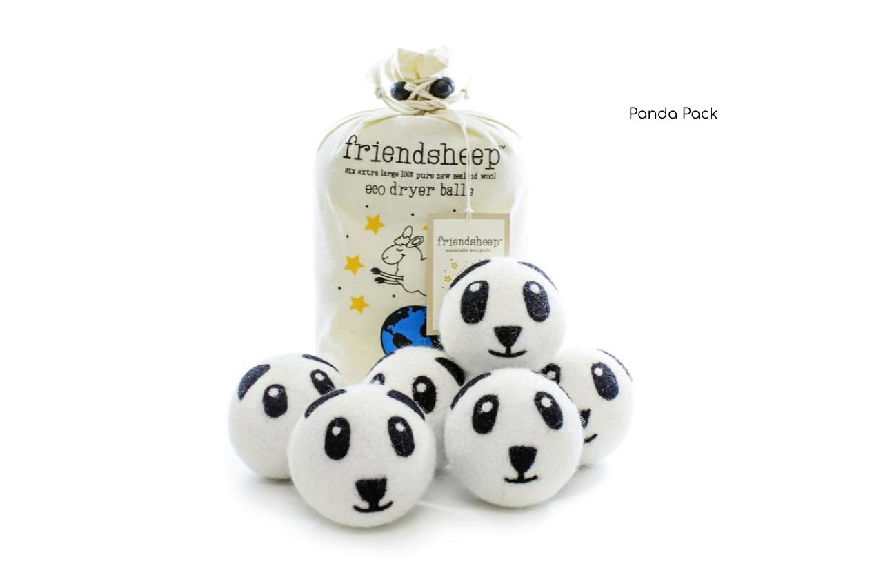 Friendsheep Eco Dryer Balls, Panda Pack, Set of 6