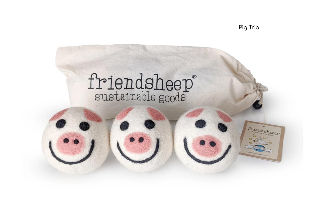 Friendsheep Eco Dryer Balls, Pig Trio, set of 3