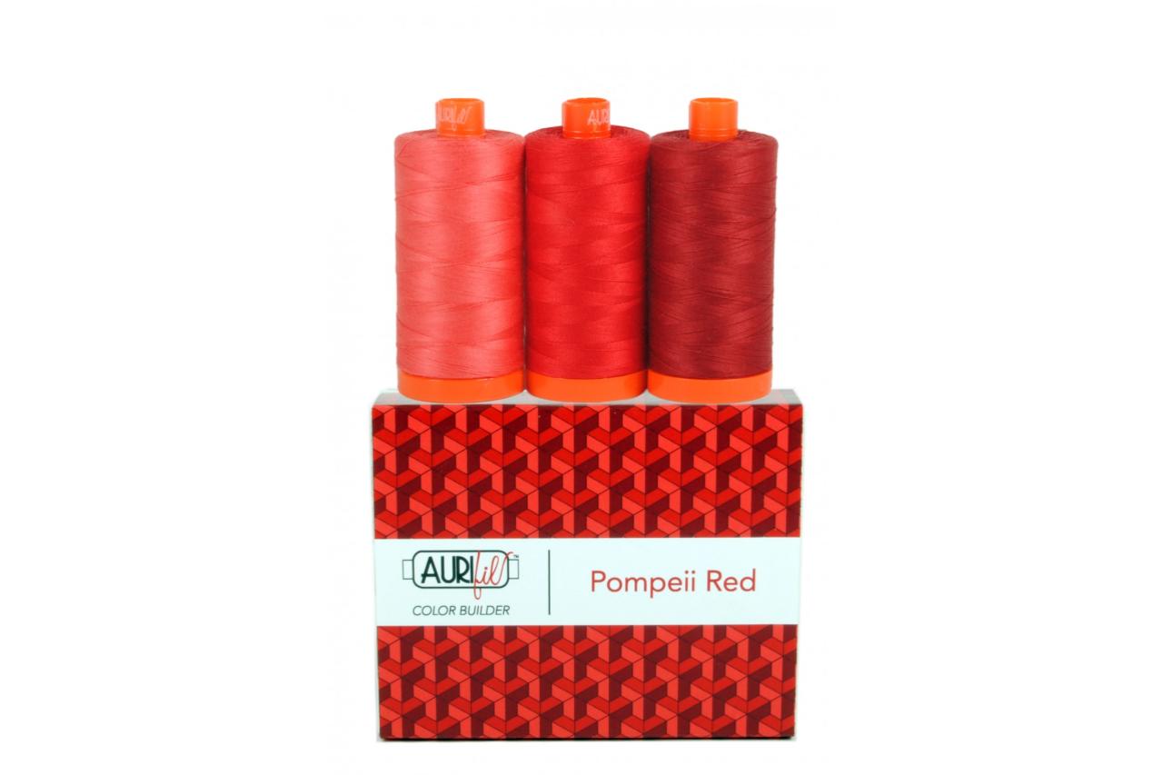 Pompeii Red Aurifil Thread, 3 ct part of the Color Builder Collection