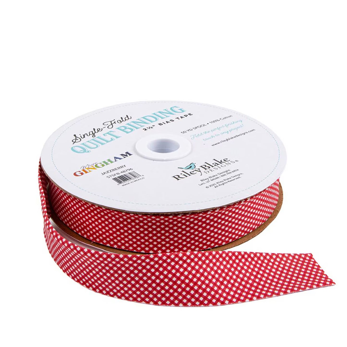 Single Fold Bias Tape by the yard in Jazzberry Micro Gingham