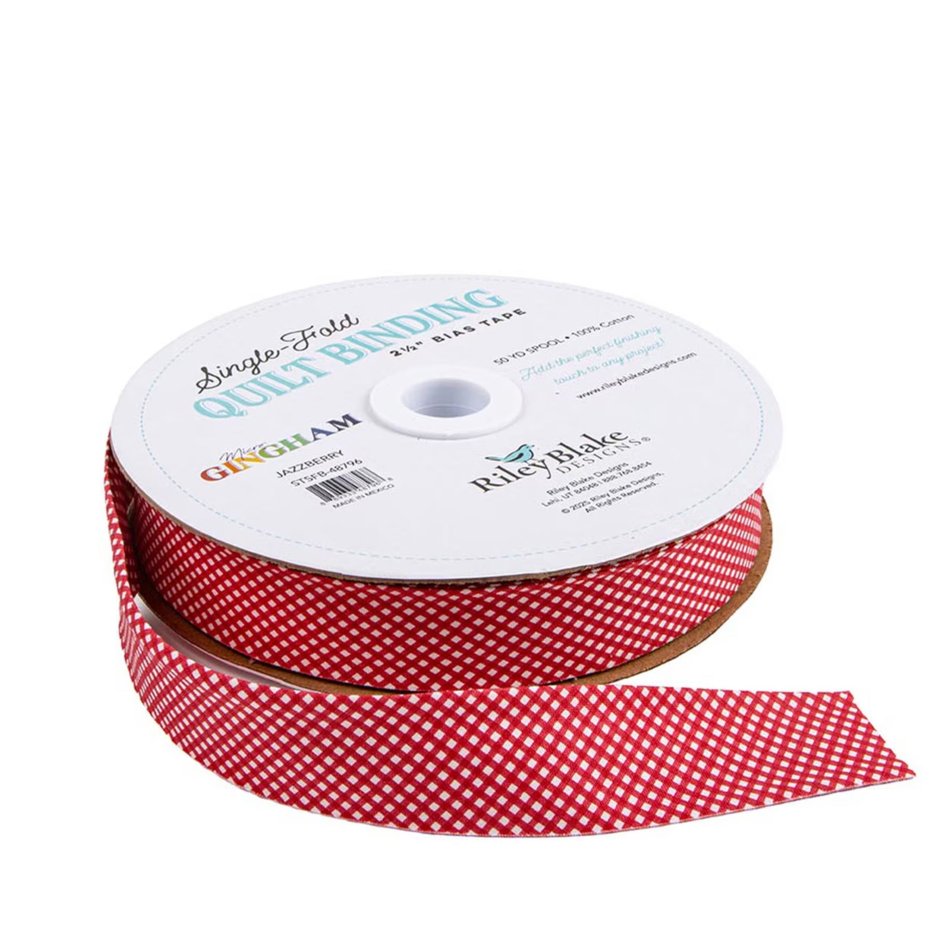 Single Fold Bias Tape by the yard in Jazzberry Micro Gingham