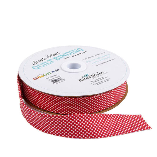 Single Fold Bias Tape by the yard in Jazzberry Micro Gingham