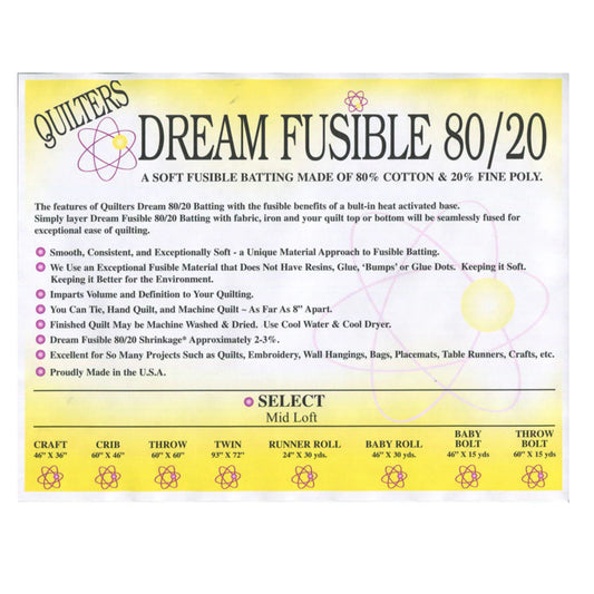 Quilters Dream 80/20 fusible batting