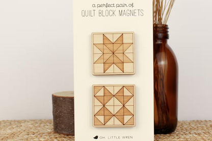 Quilt Block Magnets in packaging by oh, little wren