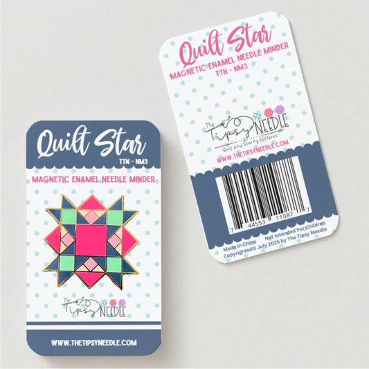 Quilt Star Enamel Needle Minder in package