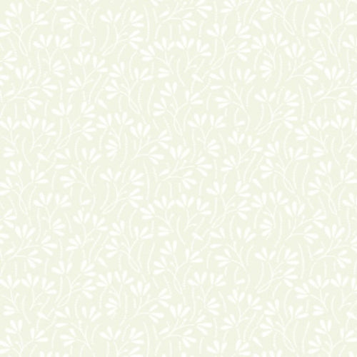 White patterned wallpaper with small geometric shapes on a light beige background