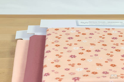 Serene Florals fabric paired with Kona Cotton Solids Rose and Ice Peach