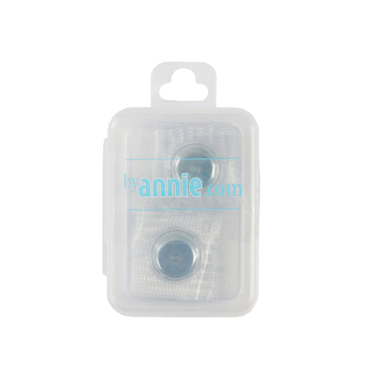 Clear plastic packaging with two magnets inside, branded 'the annie co'.