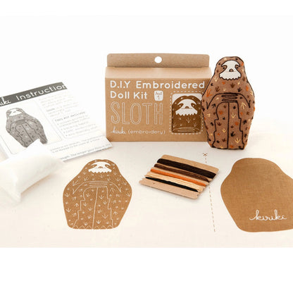 Sloth Doll Kit with package contents