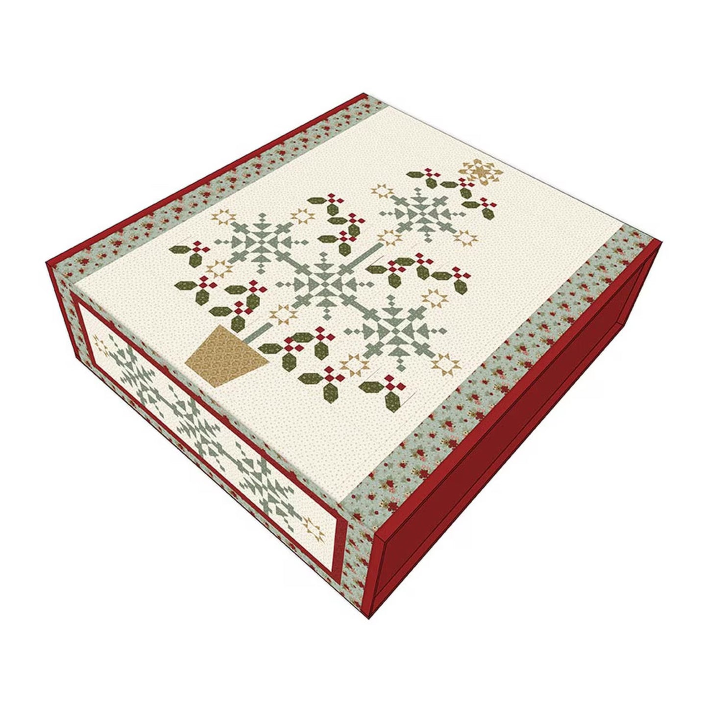 Decorative box with Spruce It Up pattern on a white background