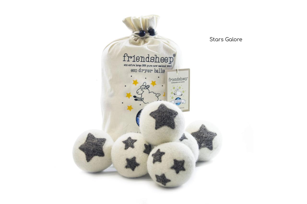 Friendsheep Eco Dryer Balls, Stars Galore, set of 6