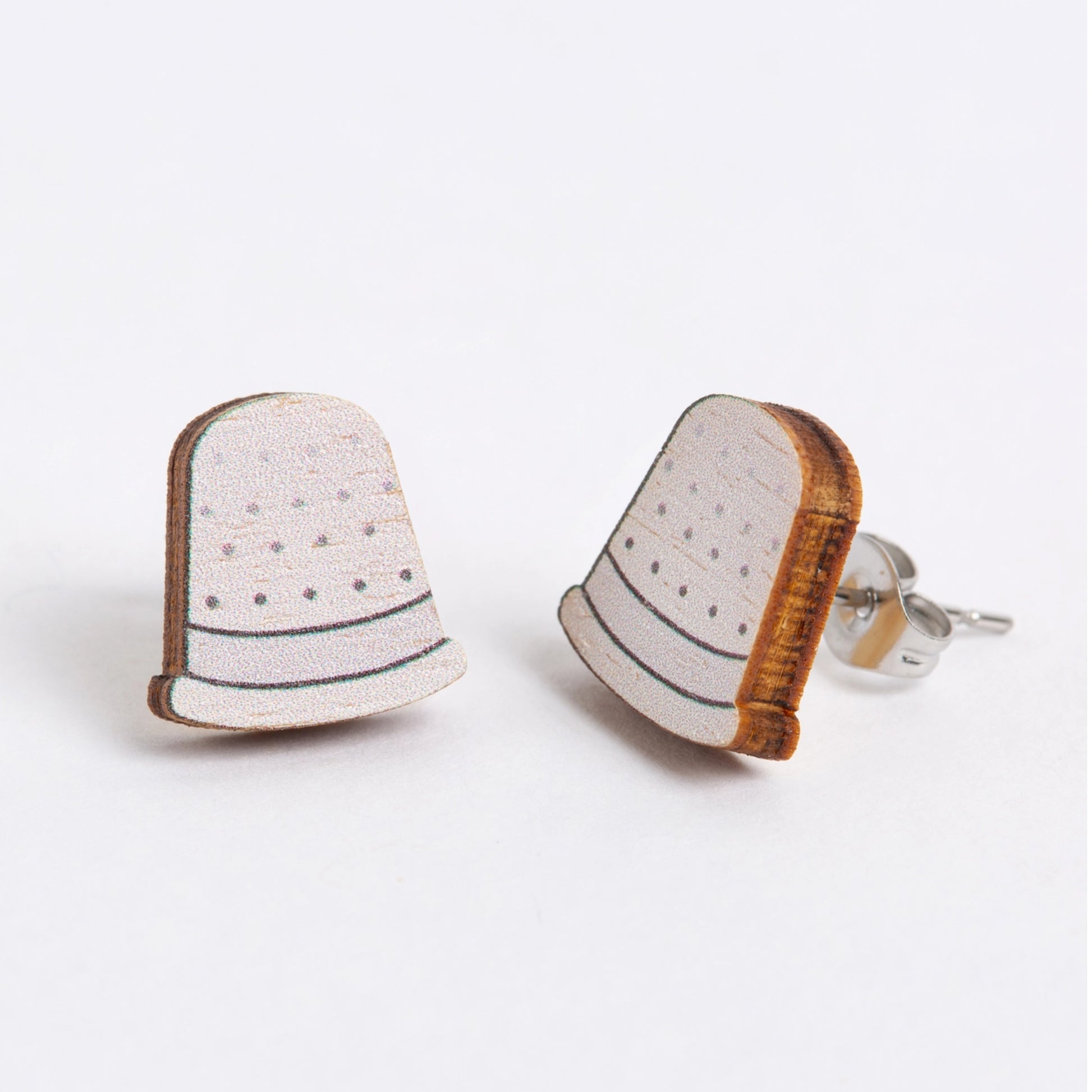 Pair of thimble wooden earrings 