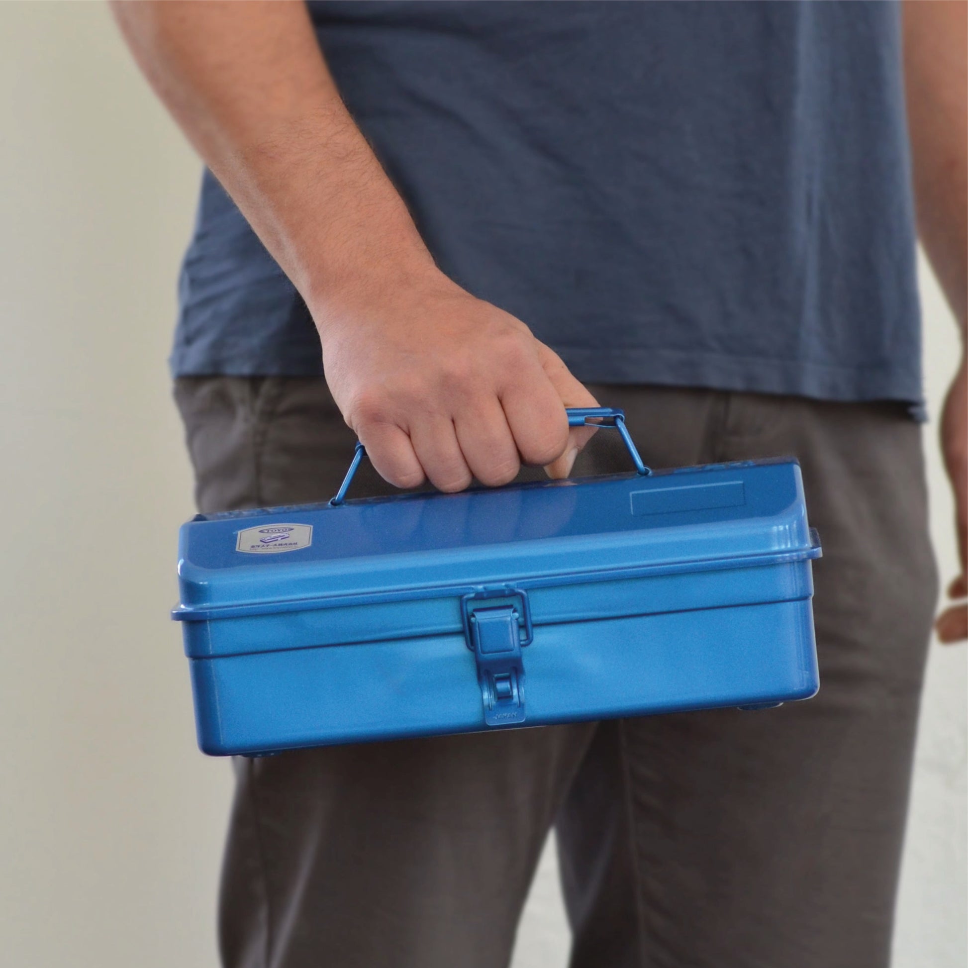 Toya Small Blue Craft/Tool box showing scale